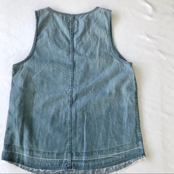 GAP women's chambray v neck tank light blue wash size S - Picture 5 of 7